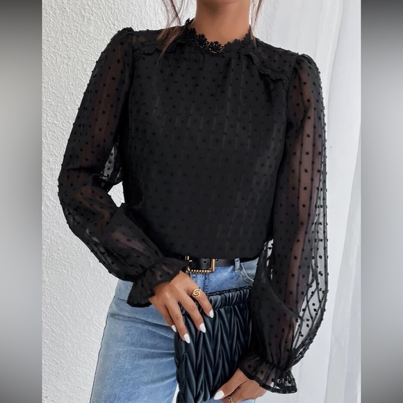 Boho Swiss dot lantern sleeve blouse - Picture 6 of 7